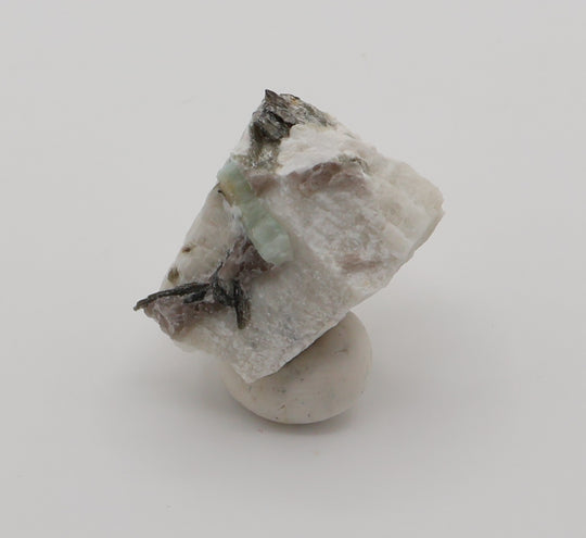 Aquamarine with Mica and Smoky Quartz on Feldspar