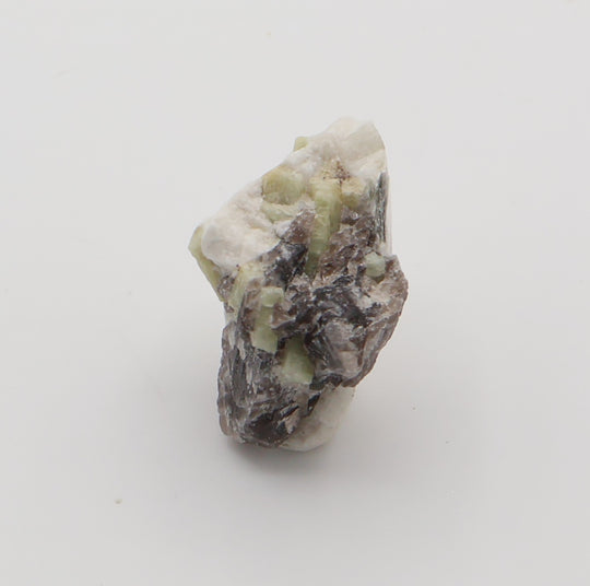 Green Beryl Cluster with Mica on Smoky Quartz and Feldspar