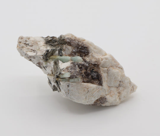Bi-Colour Beryl with Mica on Smoky Quartz and Feldspar