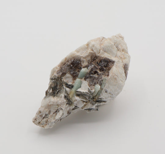 Bi-Colour Beryl with Mica on Smoky Quartz and Feldspar
