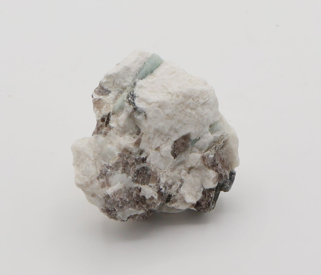 Aquamarine with Mica on Smoky Quartz and Feldspar