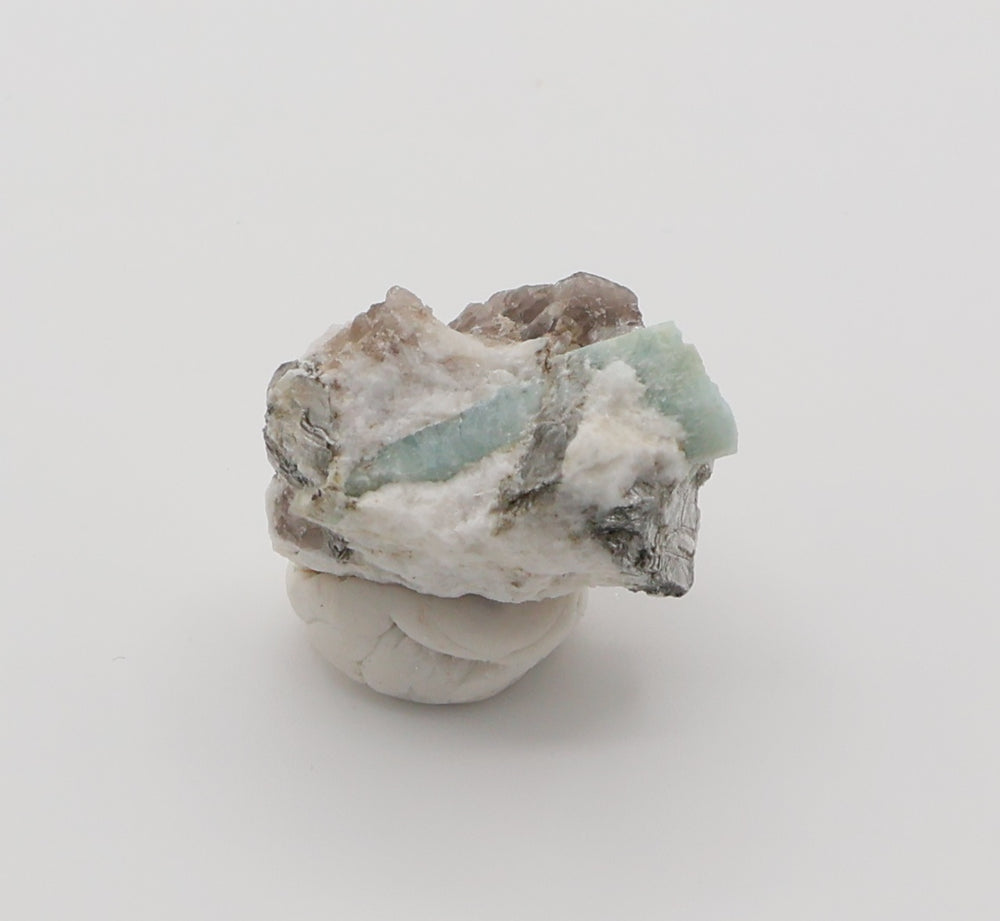 Sceptered Aquamarine on Mica, Smoky Quartz, Feldspar