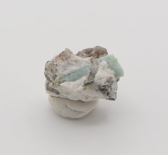 Sceptered Aquamarine on Mica, Smoky Quartz, Feldspar