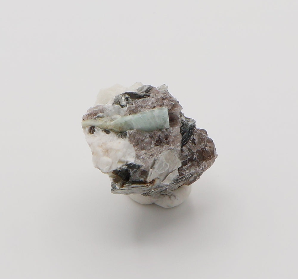 Sceptered Aquamarine on Mica, Smoky Quartz, Feldspar