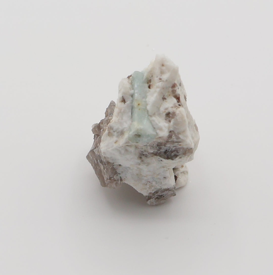 Aquamarine with Mica on Smoky Quartz and Feldspar