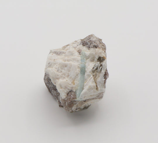 Aquamarine with Mica on Smoky Quartz and Feldspar