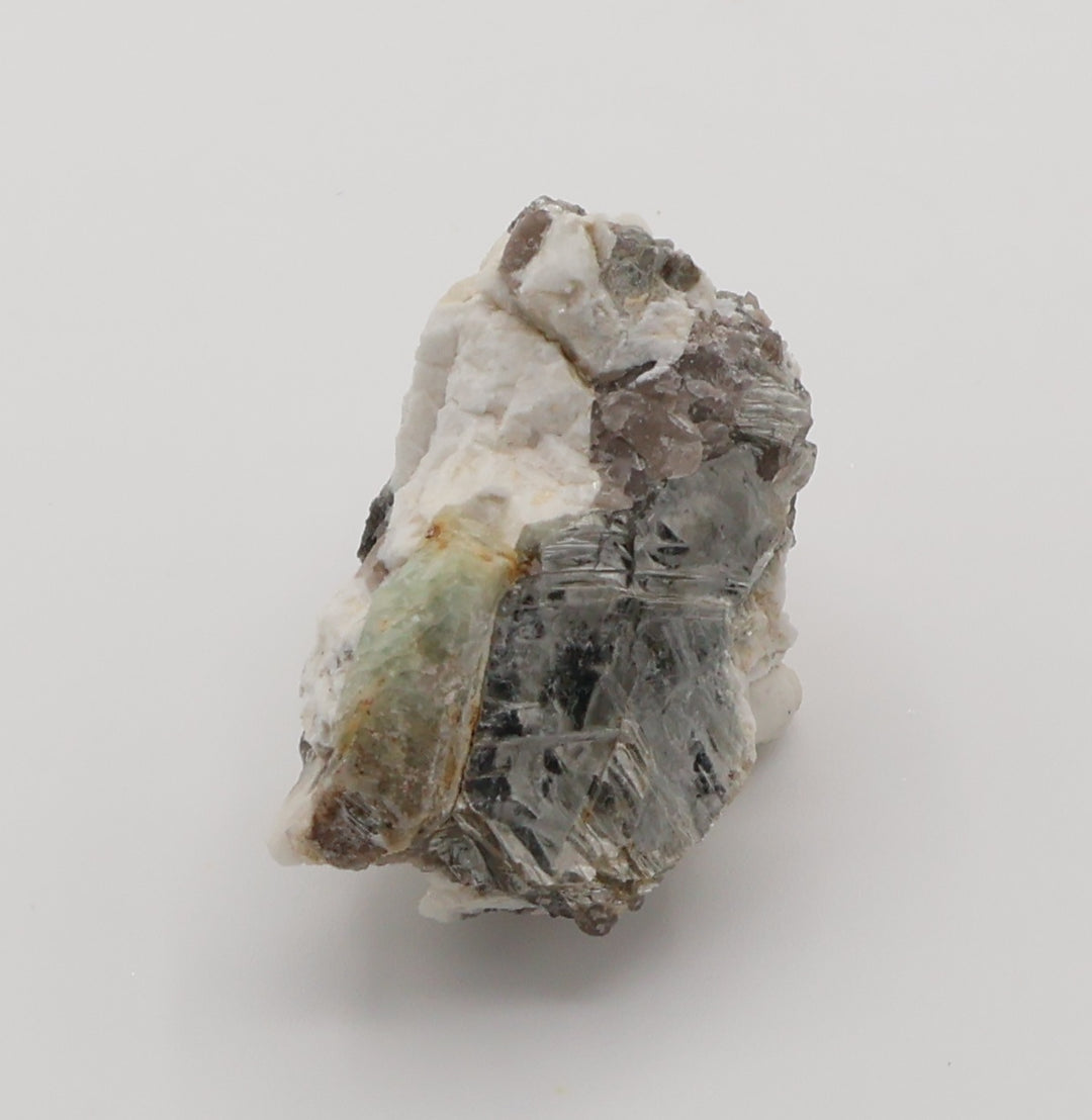 Sceptered Aquamarine on Mica, Smoky Quartz, Feldspar