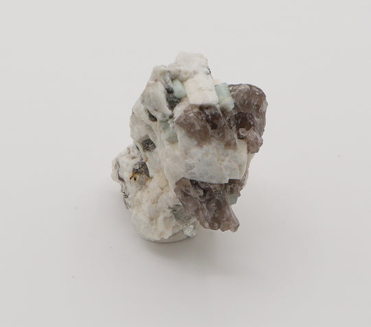 Bi-Colour Beryl and Aquamarine with Mica, Hematite, on Smoky Quartz and Feldspar