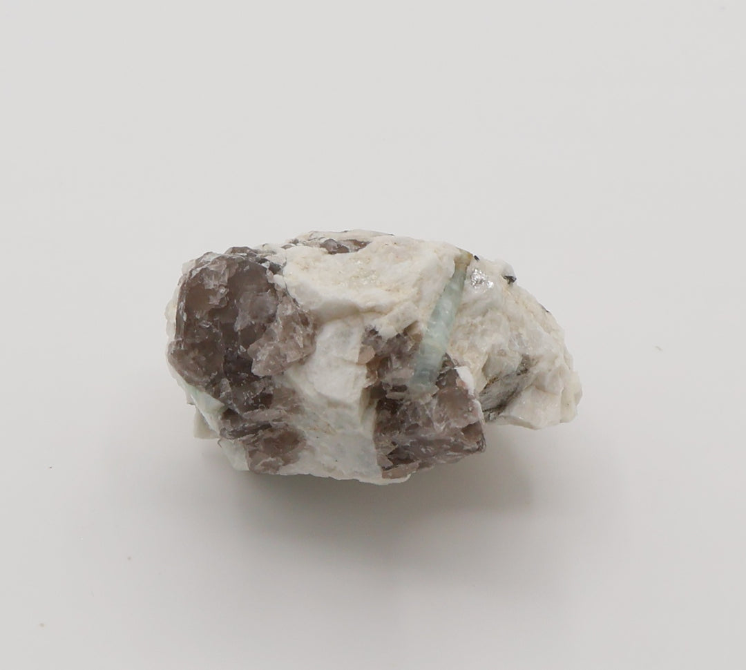 Bi-Colour Beryl and Aquamarine with Mica, Hematite, on Smoky Quartz and Feldspar