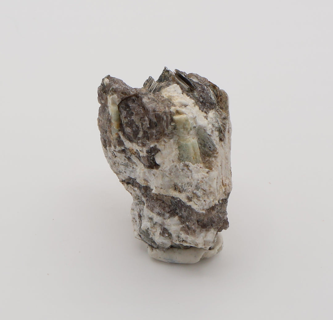 Sceptered Aquamarine with Mica on Smoky Quartz and Feldspar