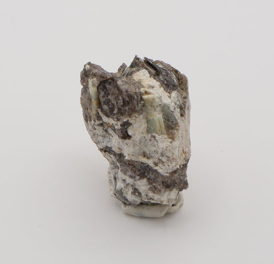 Sceptered Aquamarine with Mica on Smoky Quartz and Feldspar