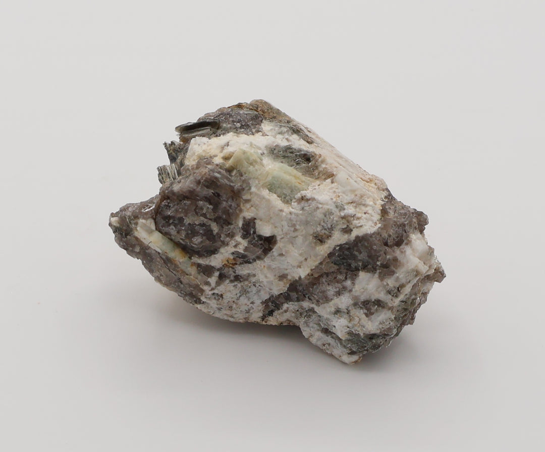 Sceptered Aquamarine with Mica on Smoky Quartz and Feldspar