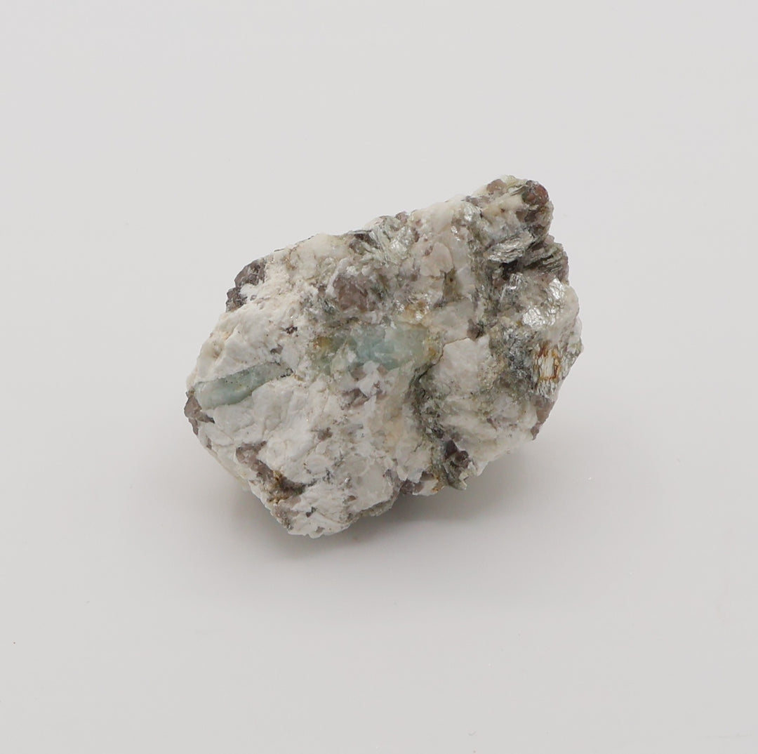 Sceptered Aquamarine with Spessartine Garnet on Mica, Smoky Quartz, Feldspar
