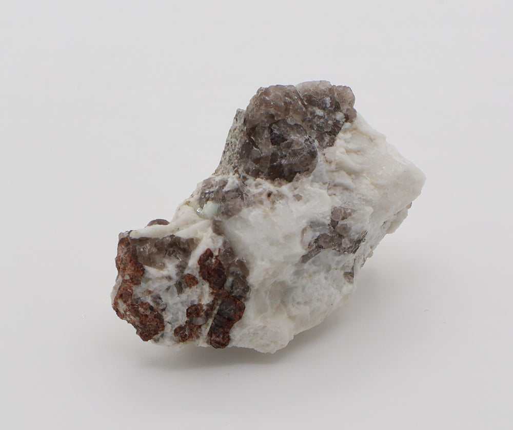 Spessartine Garnet with Aquamarine on Smoky Quartz and Feldspar