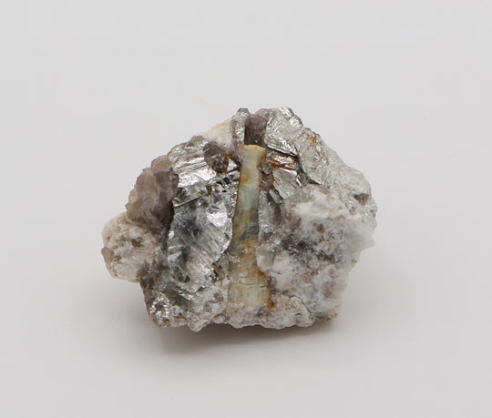 Heliodor on Mica, Smoky Quartz, Feldspar