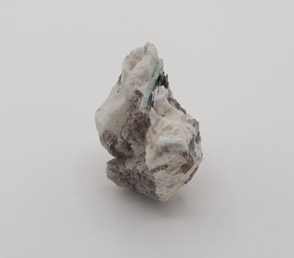 Aquamarine with Mica on Smoky Quartz and Feldspar