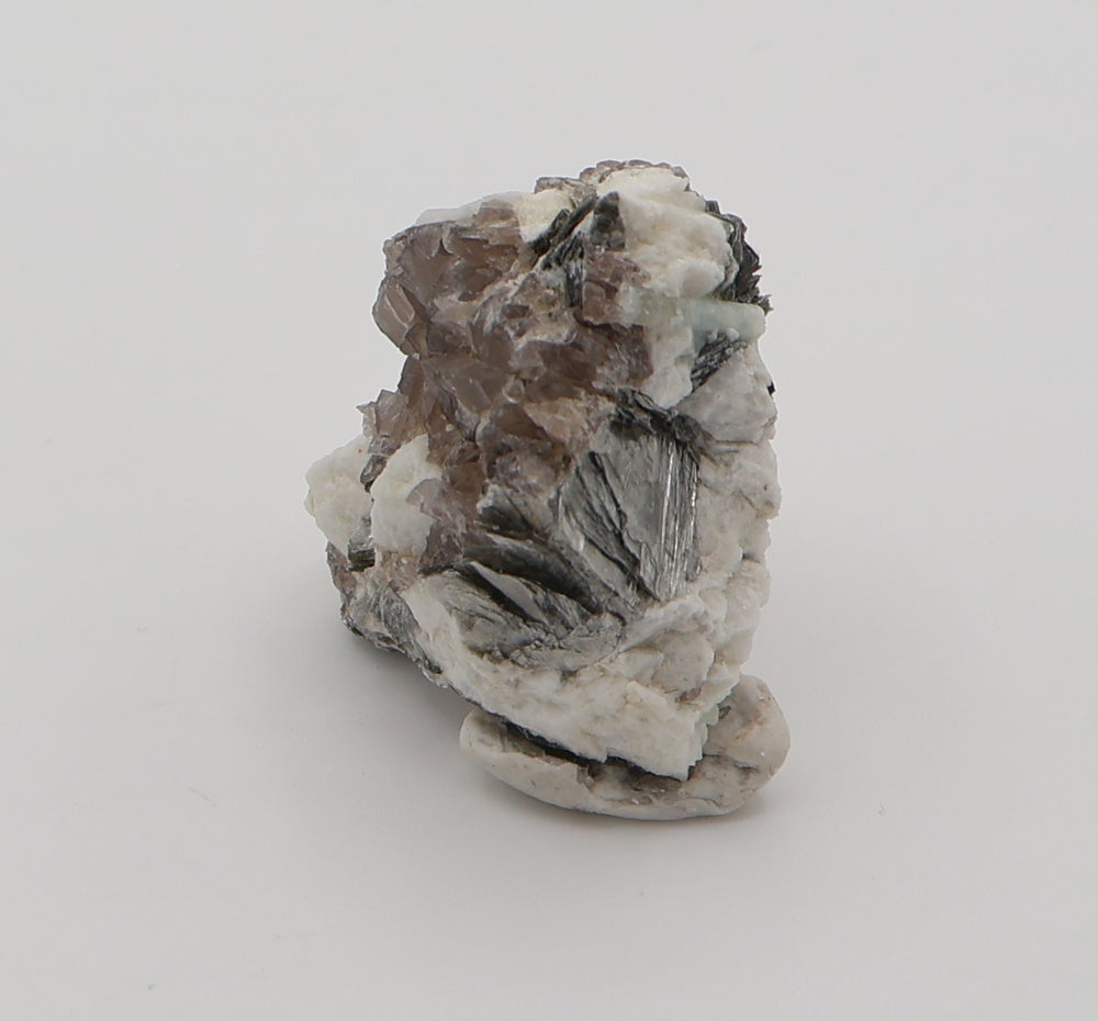 Aquamarine on Mica, Smoky Quartz, Feldspar