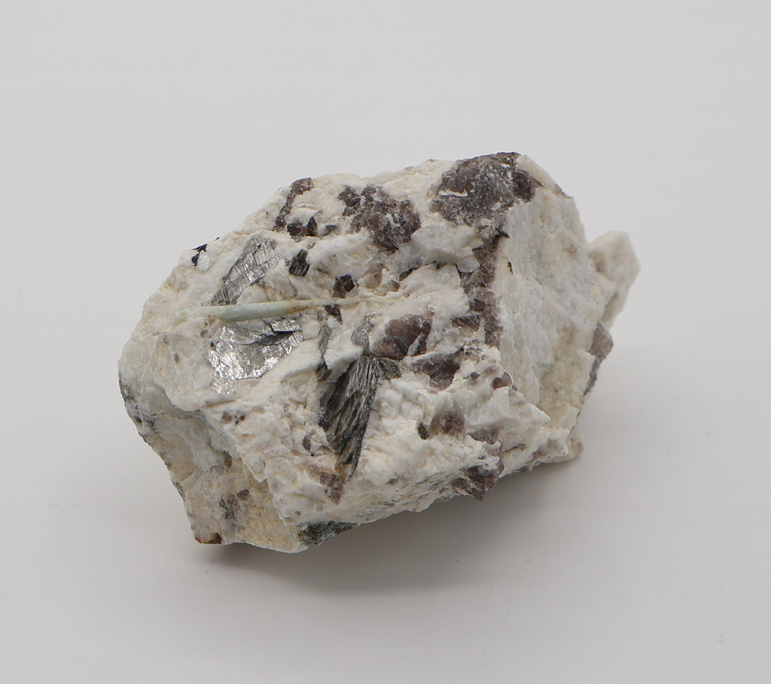 Aquamarine with Mica and Smoky Quartz on Feldspar