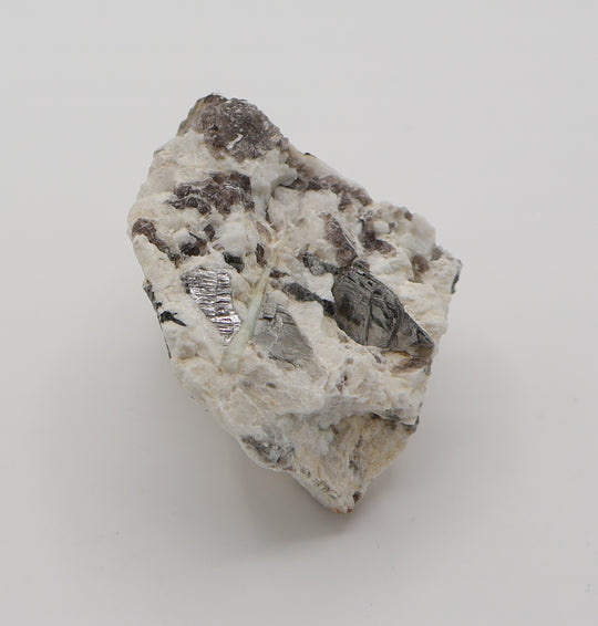 Aquamarine with Mica and Smoky Quartz on Feldspar