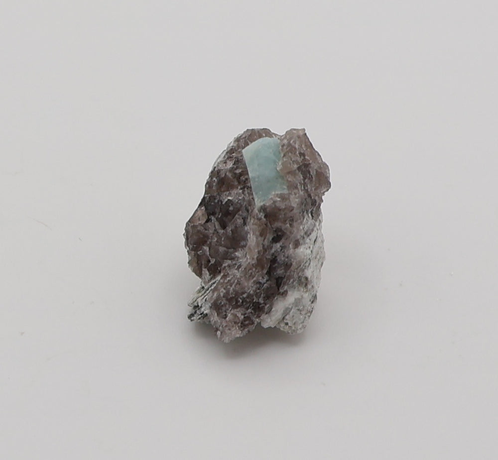 Aquamarine on Mica, Smoky Quartz, Feldspar