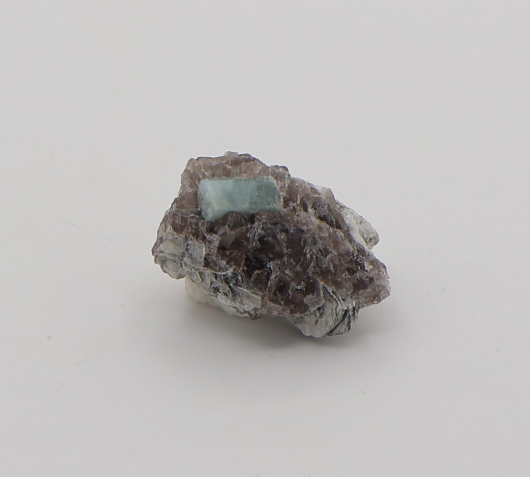 Aquamarine on Mica, Smoky Quartz, Feldspar