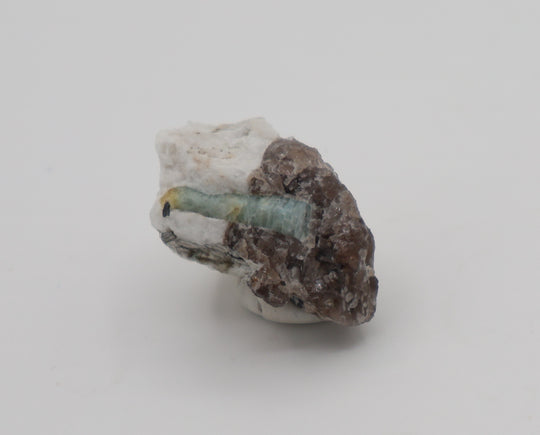 Bi-Colour Beryl with Hematite, Mica, on Smoky Quartz and Feldspar