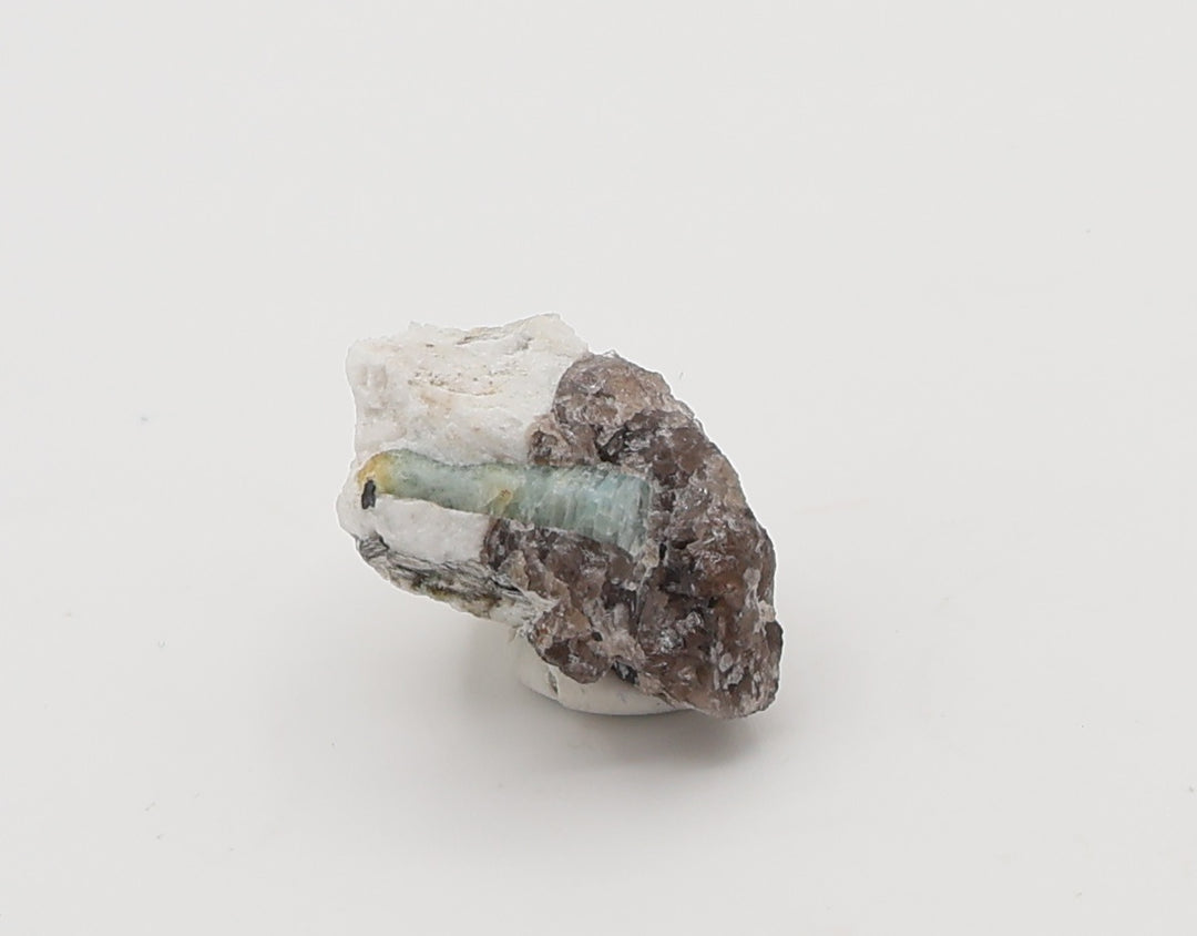 Bi-Colour Beryl with Hematite, Mica, on Smoky Quartz and Feldspar