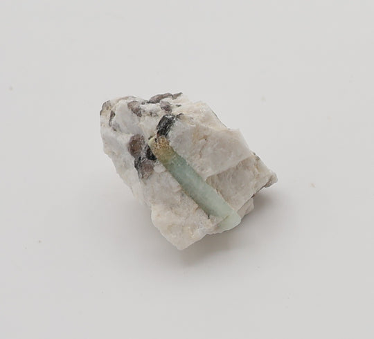 Bi-Colour Beryl with Mica and Smoky Quartz on Feldspar