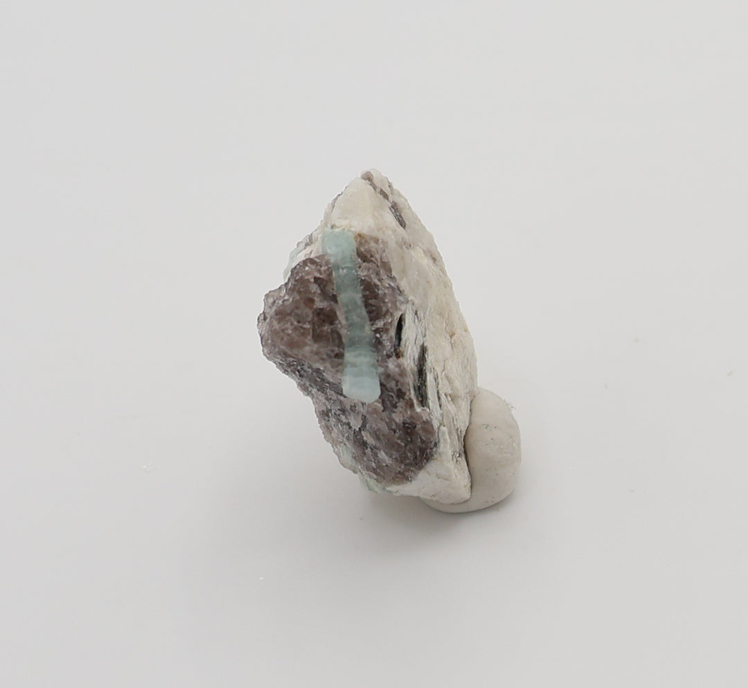 Aquamarine with Mica on Smoky Quartz and Feldspar