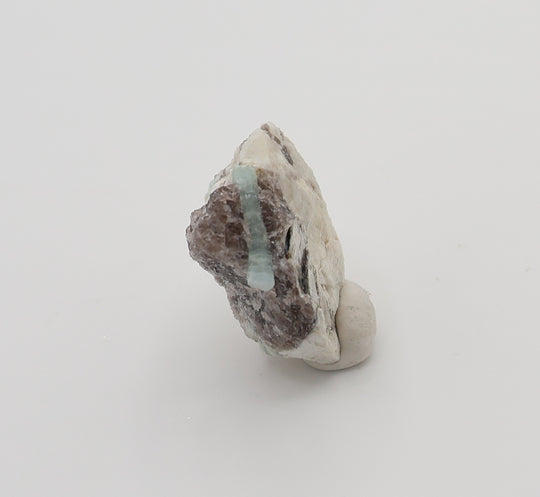 Aquamarine with Mica on Smoky Quartz and Feldspar
