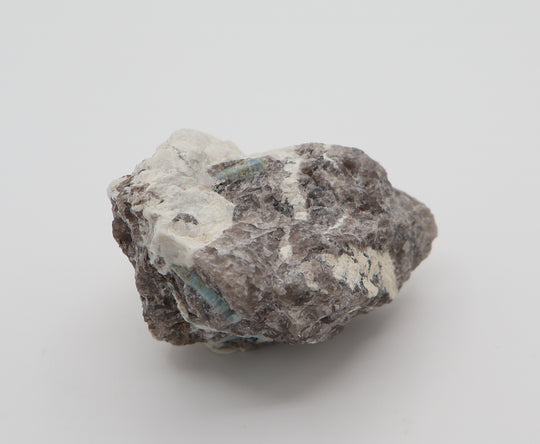 Aquamarine with Hematite, Mica, On Smoky Quartz and Feldspar