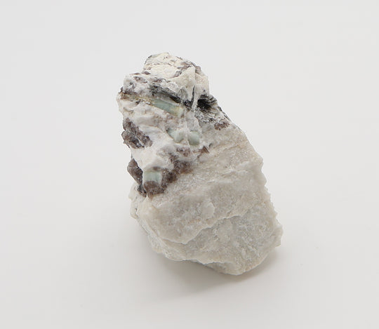 Aquamarine with Mica and Smoky Quartz on Feldspar