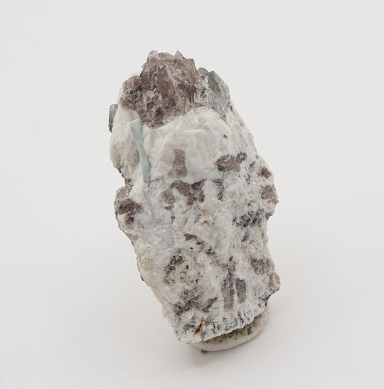 Aquamarine with Mica and Smoky Quartz on Feldspar