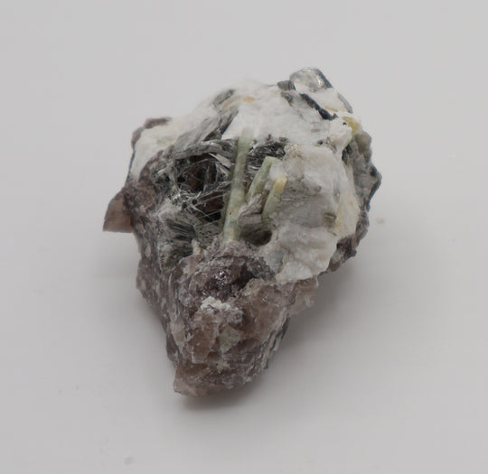 Heliodor Capped Aquamarine Cluster with Mica on Smoky Quartz and Feldspar