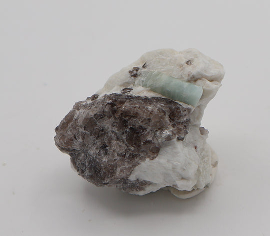 Aquamarine on Smoky Quartz and Feldspar