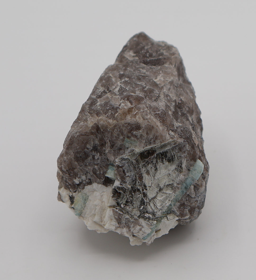 Sceptered Aquamarine with Mica on Smoky Quartz and Feldspar