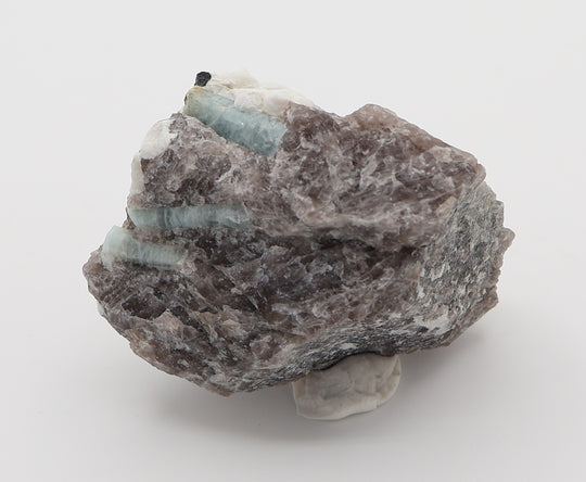 Aquamarine with Hematite and Feldspar on Smoky Quartz