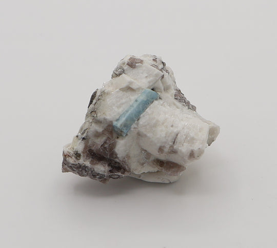 Aquamarine with Mica on Smoky Quartz and Feldspar