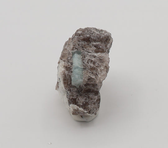 Aquamarine with Mica on Smoky Quartz and Feldspar