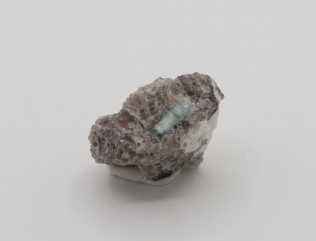 Aquamarine with Mica on Smoky Quartz and Feldspar