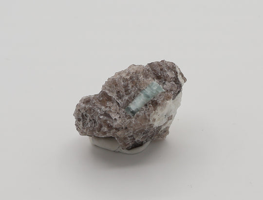Aquamarine with Mica on Smoky Quartz and Feldspar