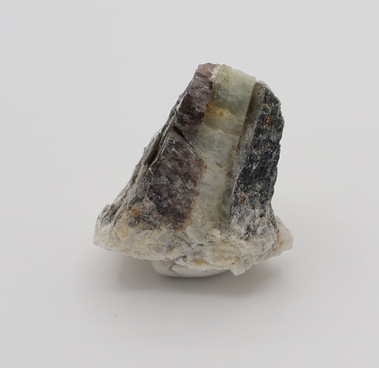 Heliodor with Mica on Smoky Quartz and Feldspar