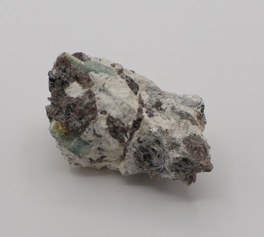 Sceptered Aquamarines with Mica on Smoky Quartz and Feldspar