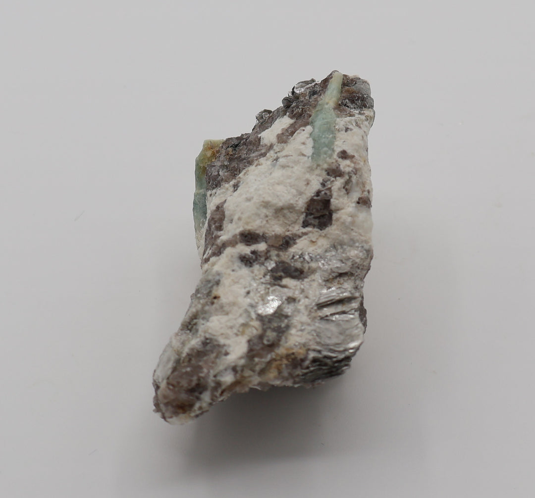 Sceptered Aquamarines with Mica on Smoky Quartz and Feldspar
