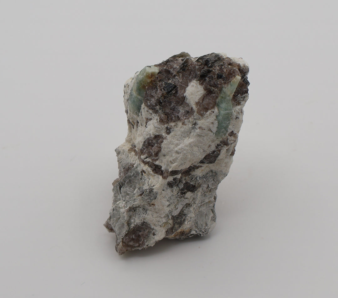 Sceptered Aquamarines with Mica on Smoky Quartz and Feldspar