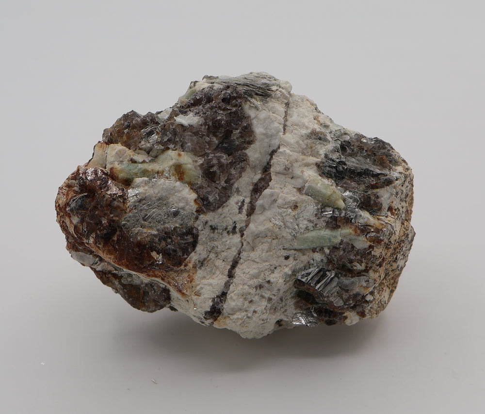Sceptered Aquamarine Cluster on Mica, Smoky Quartz, Feldspar