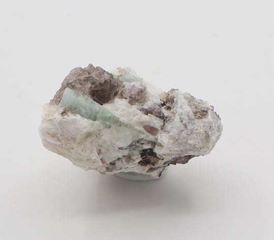 Sceptered Aquamarine with Mica on Smoky Quartz and Feldspar