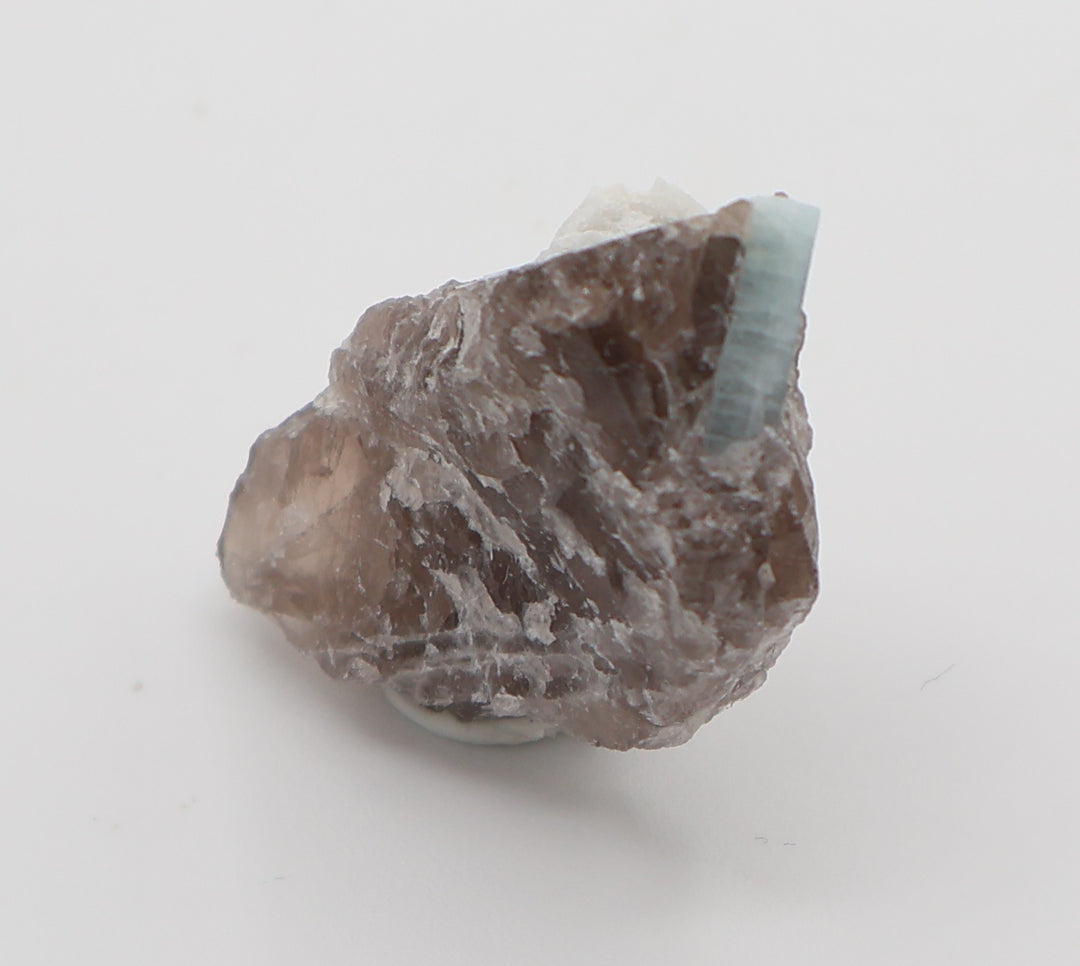 Aquamarine with Feldspar on Smoky Quartz