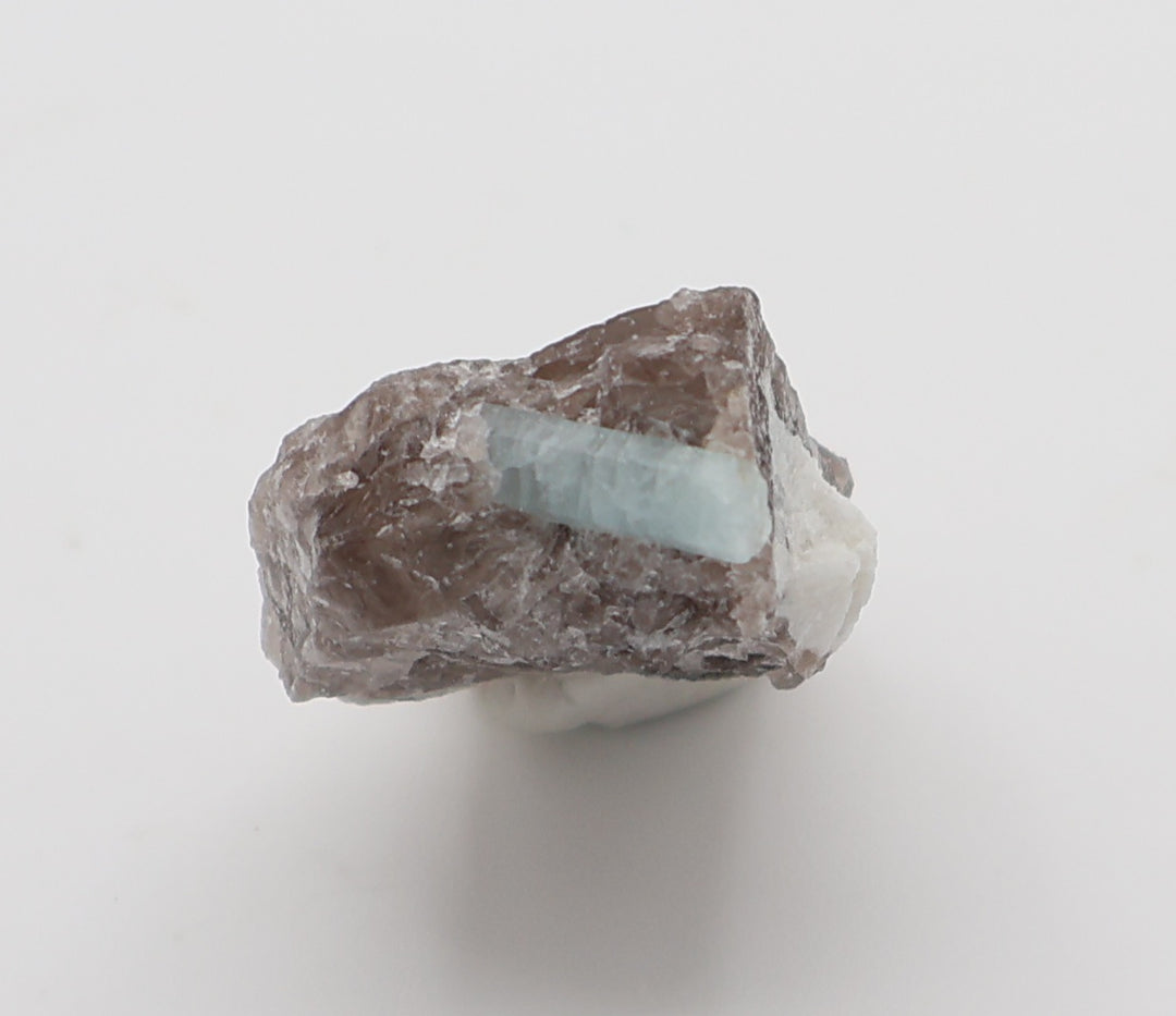 Aquamarine with Feldspar on Smoky Quartz