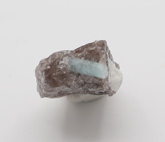 Aquamarine with Feldspar on Smoky Quartz